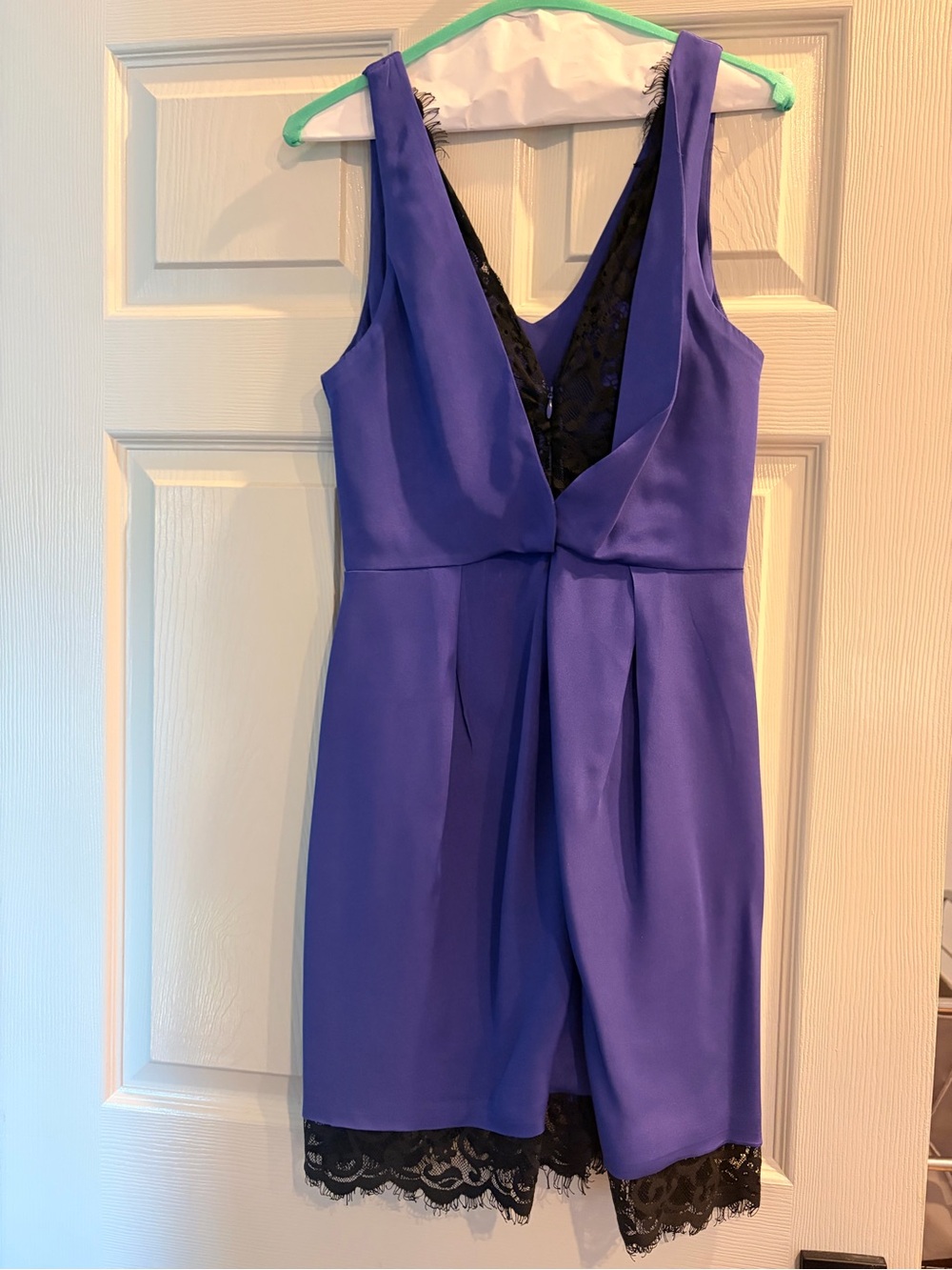 Parker Purple Sleeveless A-Line Dress with Black Lace Trim - Picture 2 of 2
